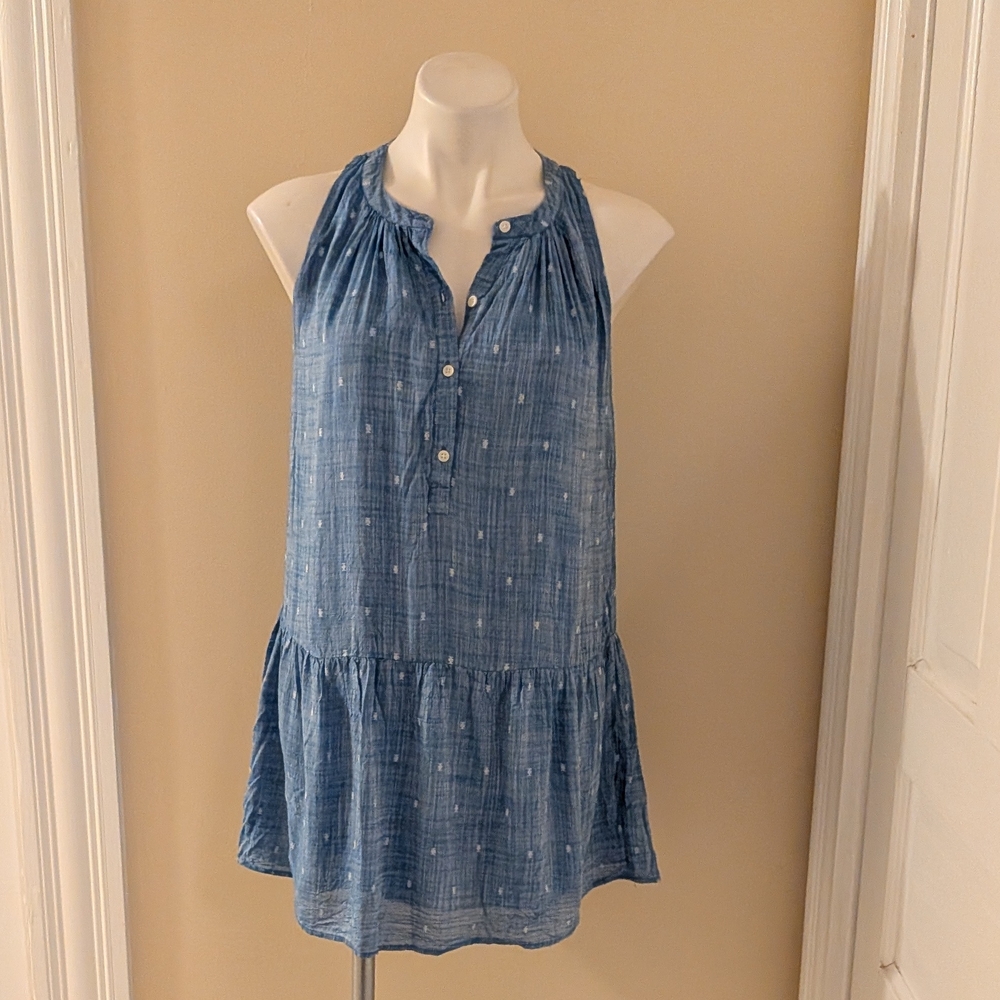 Loft chambray ruffle dress size XXS